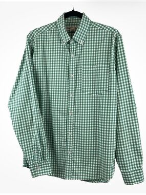 Men's Green Gingham Button-Down Shirt by